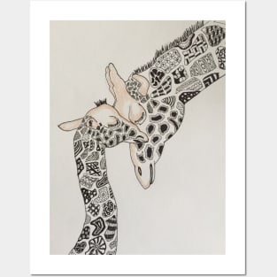 Mama & Baby Giraffe Posters and Art